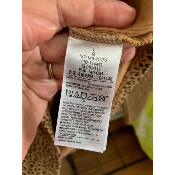 GAP-Kids-Short Puff Sleeve-Mock Turtleneck-Leopard Print-Cotton Blend-Girls-L - Picture 4 of 4